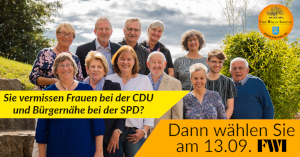 Bildhafte Darstellung Anzeige: Sie vermissen Frauen bei CDU und Bürgernähe bei der SPD? zur Kommunalwahl 2020 - Link auf den Flyer als JPG