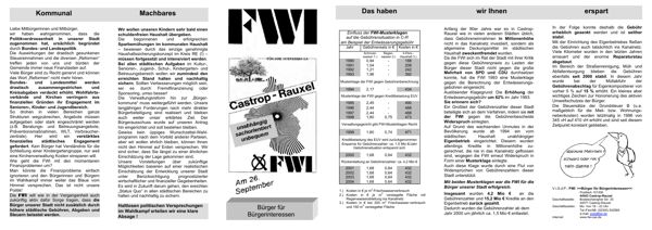 Bildhafte Darstellung des Flugblatt zum Thema Gebühren in Castrop-Rauxel zur Kommunalwahl 2004 - Link auf den Flyer als PDF
