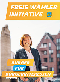 Bildhafte Darstellung des FWI-Plakat Fraktionsvorsitzende Annete Korte zur Kommunalwahl 2020 - Link auf das Plakat als PDF