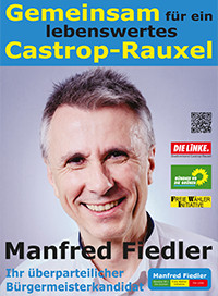 Bildhafte Darstellung des FWI-Plakat Gemeinsamer Bürgermeisterkandidat von FWI, Die Grünen und Die Linke zur Kommunalwahl 2020 - Link auf das Plakat als PDF