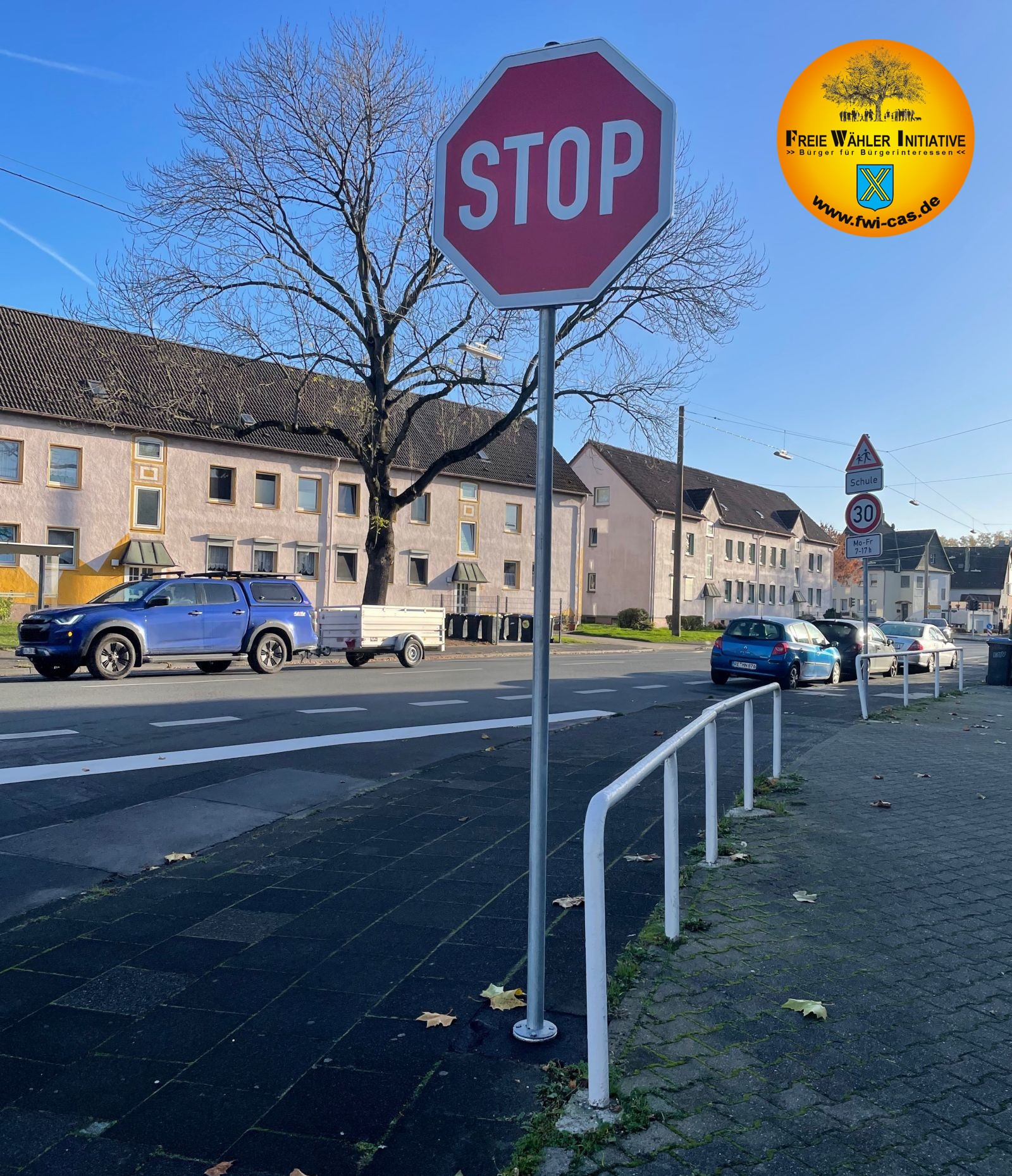 Foto: Stoppschild Emscherstraße/Ecke Uferstraße