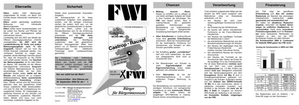 Bildhafte Darstellung des Flyer zum Thema Schule in Castrop-Rauxel zur Kommunalwahl 2004 - Link auf den Flyer als PDF